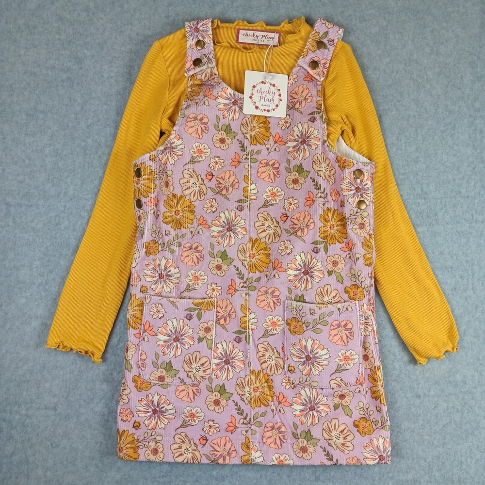 Cheeky Plum Floral Corduroy Jumper Set NWT 5T Girls Purple Floral